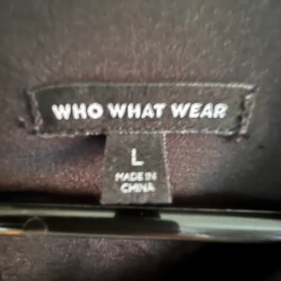 Who What Wear Dress Size L Black w/ Pink Cream Orange Floral Pattern Bell Sleeve - Picture 3 of 12